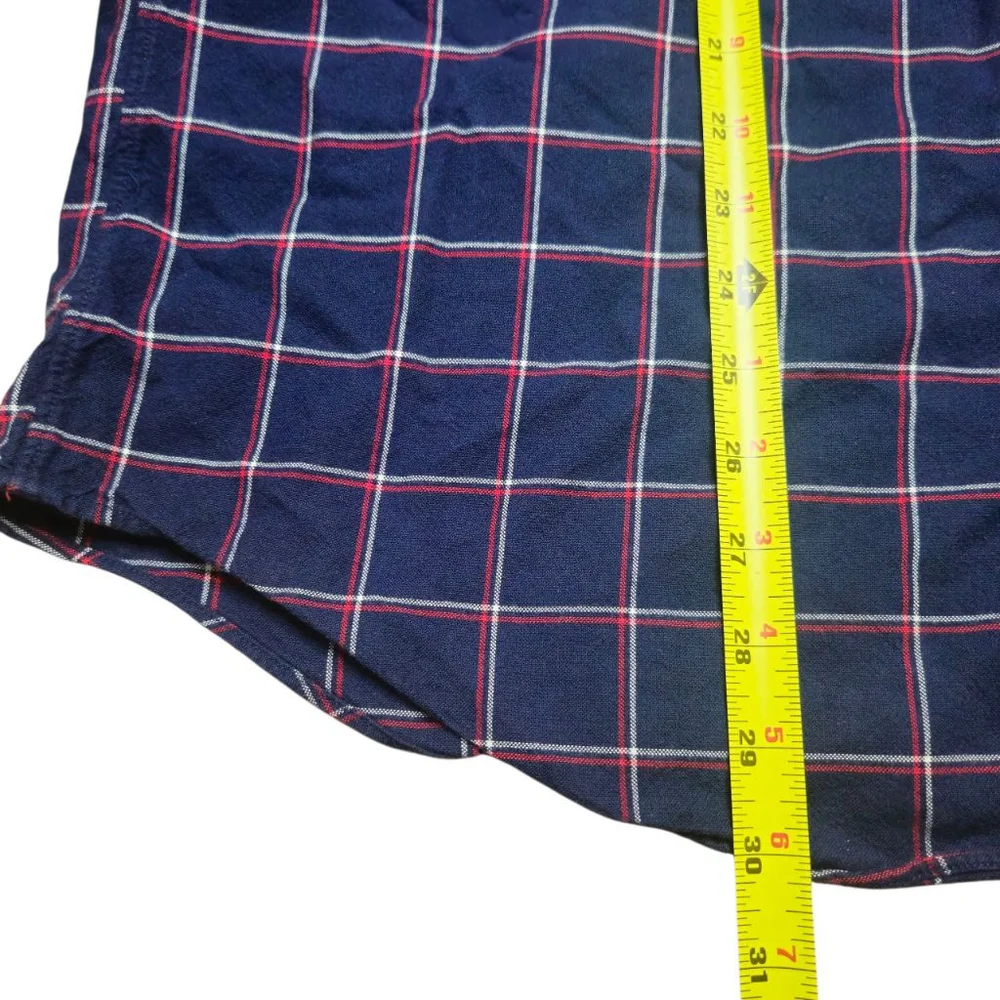 J. Crew Oxford 2XL XXL Blue Red White Plaid Flannel Button Down Shirt